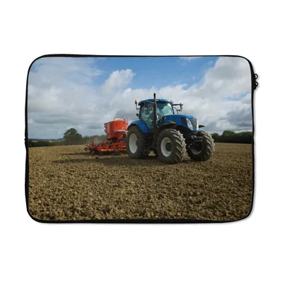 Produktbild von MuchoWow® Laptop Hülle 13 Zoll Traktor - Blau - Landleben - Wolken Laptoptasche - Laptophülle - Sleeve - Rundumschutz