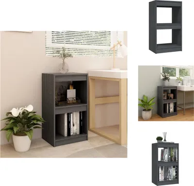 Zdjęcie produktu dla vidaXL Półka na książki szara 40x30x71,5 cm lite drewno sosnowe - Półki na książki i regały