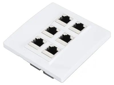 Zdjęcie produktu dla Płytka ścienna Ethernet Cat 6 z 6 portami żeńskimi – płytka ścienna z odłączalnymi gniazdami Keystone Cat 6 do pracy i domu