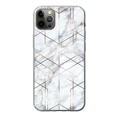 Produktbild von MuchoWow® Handyhülle Schutzhülle Hülle für iPhone 13 Pro Max Marmor - Gold - Weiß Silikon Softcase Handy Hülle - Mobiltelefon