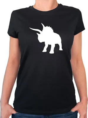 Produktbild von Huuraa Damen T-Shirt Triceratops Dinosaurier S Black Bio Baumwolle Fairtrade Damenshirt Geschenkidee