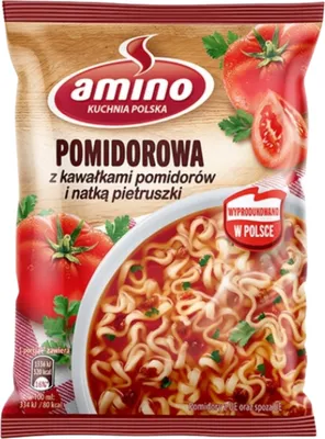 Zdjęcie produktu dla Amino Zupa Pomidorowa z Makaronem Błyskawiczna 61 g Smak Pomidorów