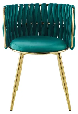 Image de Lot de 2 chaises Melly en velours vert avec dossier tressé