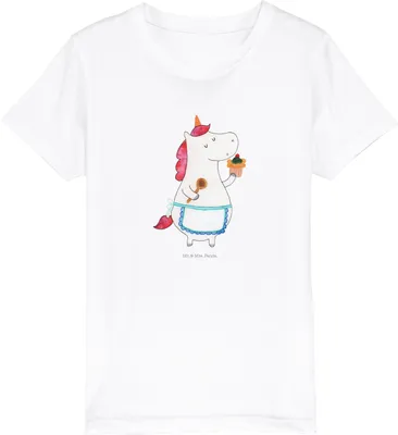 Produktbild von Mr. & Mrs. Panda Kleinkinder T-Shirt Einhorn Küche 12-14 Jahre (152/164) - Weiß - Geschenk, Unicorn, Backen, Teenager, Bio Kinder, Einhörner, Träumen, Kindershirt, Torte