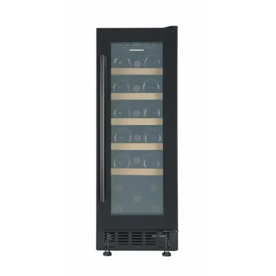 Produktbild von Heinner HRV-ABI56DRL20 Einbau-Weinkühlschrank 56L, für 20 Flaschen, LED-Display, 5 Holzablagen, Schwarz