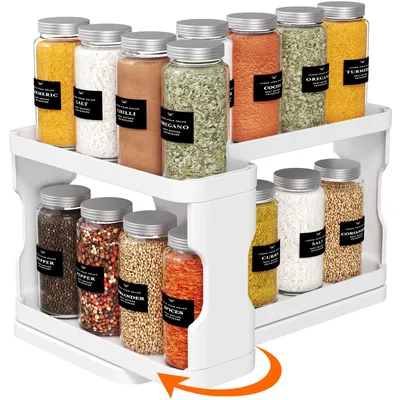 Produktbild von Ausziehbares Gewürzregal mit 2 Ablagen, 29 x 15 x 23 cm, drehbar, Kunststoff, freistehend, für Küche und Bad