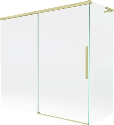 Image de Mexen Rox L Paroi de douche à 2 panneaux coulissants 170 + 75 x 150 cm, transparent, or brossé - 8C9L-170-075-55-00