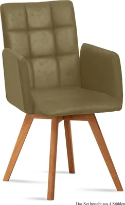 Produktbild von Armlehnstuhl (4er-Set) Dione 52x91x60 Eiche geölt/Olivgrün