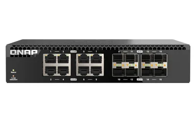 Zdjęcie produktu dla QNAP QSW-3216R-8S8T, Nie zarządzany, L2, 10G Ethernet (100/1000/10000), Możliwości montowania w stelażu