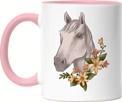 Produktbild von Pferd Tasse Rosa Pferde Hengst Stute Hobbie Freiheit Pferdeflüsterer Pferdeliebhaber Reiten Blumen