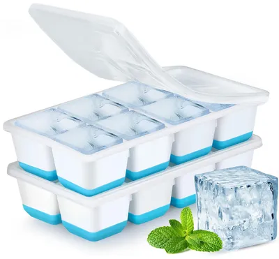 Produktbild von Große Eiswürfelform aus Silikon, BPA-frei, 2er-Set mit Deckel