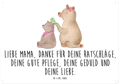 Produktbild von Mr. & Mrs. Panda Wandbild Bär Kind DIN A4 - Weiß - Geschenk, Muttertag, tafel, Türschild, Blechschild, Schild, Bruder, Familie, Mutter, Mama, Retro