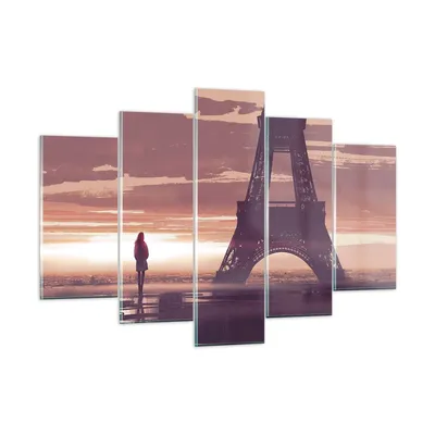Produktbild von Bilder auf glas - Paris Stadt Nacht - 150x100cm - Glasbilder - Wandbilder - Kunstdruck - zum Aufhängen bereit - Wanddekoration aus Glas - Glas Bilder - Wandbild auf Glas - 5 Teile - GEA150x100-4104