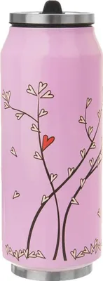 Obrázek produktu pro Orion termohrnek | izolovaný hrnek | termoska TREE WITH HEART ve tvaru plechovky z nepropustné oceli s dvojitou stěnou 400 ml