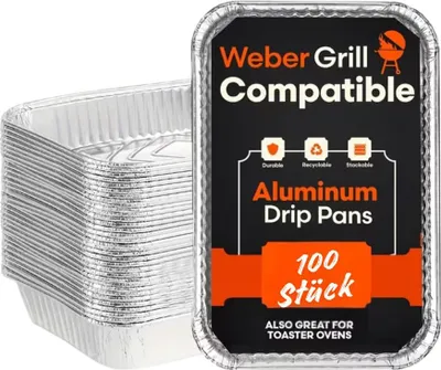 Produktbild von 4er Set Aluschale, Abtropfschale, Alu-Tropfschalen Grillschale 22x15,5x5,  Einweg-Schalen für den Grill