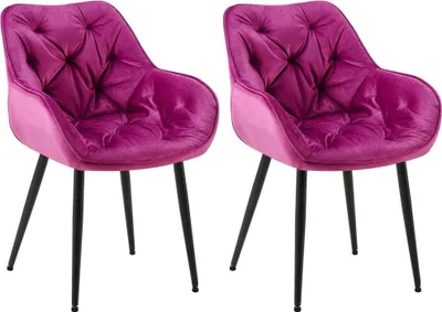 Immagine prodotto di set di 2 sedie da pranzo in velluto - Set di sedie - Design moderno e comfort | Colore: Viola