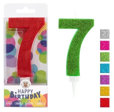 Produktbild von BIRTHDAY FUN Zahlenkerze 7 Glitter Maxi