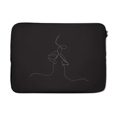 Produktbild von MuchoWow® Laptop Hülle 13 Zoll Kuss - Lippen - Strichzeichnung Laptoptasche - Laptophülle - Sleeve - Rundumschutz