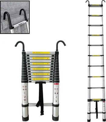 Produktbild von Teleskopleiter mit Sicherheitshaken - 5m, Aluminium
