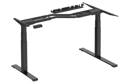 Produktbild von Eckschreibtisch mit elektrisch verstellbarem Metallgestell – Schwarz
