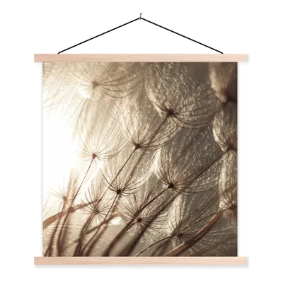 Produktbild von MuchoWow® Textilposter Blumen - Pflanzen - Winter - Sepia - Schnee 60x60 cm mit holzfarbenen Rahmen - Wanddekoration