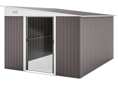 Obrázok produktu pre Outsunny 8,9 m² – oceľová kôlňa s jednostrannou strechou, posuvnými dverami, sivá