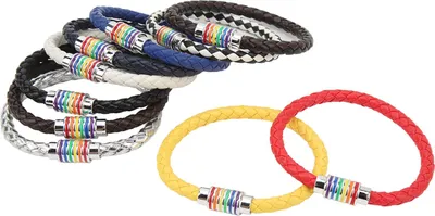 Produktbild von 10pcs Regenbogen LGBT Pride Armband Leder geflochten