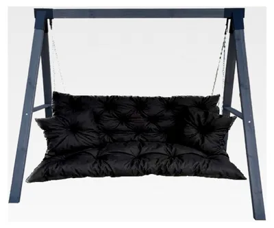 Produktbild von Wasserfeste Outdoor Palettenkissen | Auflage für Hollywoodschaukel | Bankauflage | Sitz- und Rückenkissen | Lounge Kissen Outdoor 180 x 110 cm (180x60x50 cm) Inkl. 2 Kissen Schwarz
