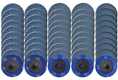 Productafbeelding van Snelwissel schuurbladen, 50 stuks, diameter 5,1 cm, zirkonium, korrelgrootte 36/60/80, voor oppervlaktevoorbeiding