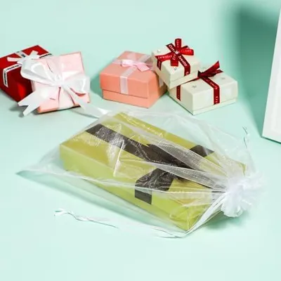 Produktbild von Organzasäckchen, 50 Stück OrganzaBeutel mit Kordelzug 15 x 20 cm Weiß Organza Beutel Trauben Schutzbeutel mit Zugband Geschenksäckchen für Schmuck Geschenke Süßigkeiten Hochzeit