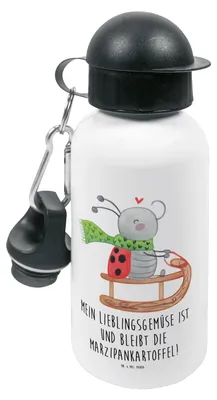 Produktbild von Mr. & Mrs. Panda Trinkflasche Smörle Rodeln - Weiß - Geschenk, Marzipan, Winter, Sportflasche, Schlittenfahren, Kindergarten, Wintermotiv, Wasserflasche, Kinder
