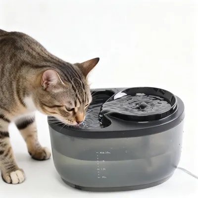 Produktbild von Trinkbrunnen für Katzen 2,3 L, leiser automatischer Wasserspender mit LED-Beleuchtung, ideal für den täglichen Haustierbedarf