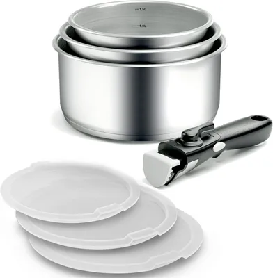 Produktbild von Edelstahl-Kochtopf-Set, 3-teilig, mit Deckel