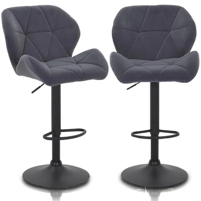 Immagine prodotto di Set 2 Sgabelli Cucina Regolabile Seduta Velluto Sgabello Grigio Scuro Casa Bar