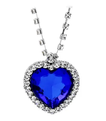 Produktbild von TITANIC Halskette mit blauem Herz des Ozeans – Kristallanhänger, Cosplay-Schmuck