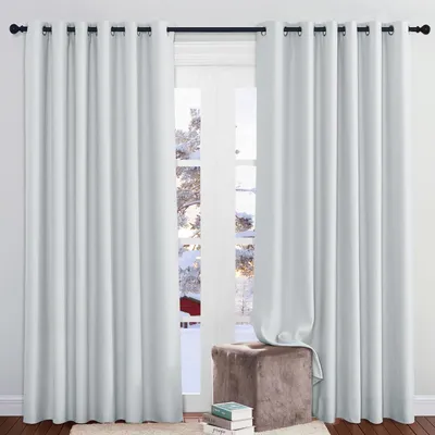 Obrázek produktu pro Záclony do obývacího pokoje, termo, šedá a bílá, 210 x 200 cm (balení 2 kusů)