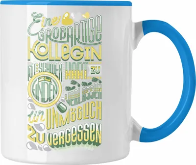 Produktbild von Trendation - Kollegin Abschied Tasse Geschenk Abschiedsgeschenk Neuer Job Jobwechsel Spruch (Blau)