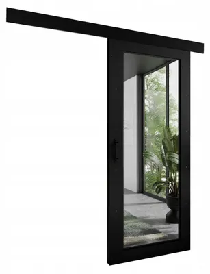 Produktbild von KierMoebel Schiebetür Komplettset ADIO 8, Wohnzimmer Schiebetür Schwarz 106x205x3,2 cm