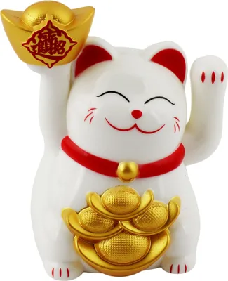 Produktbild von Glückskatze Mini Maneki-neko Reichtum weiß Solar 5cm Winkekatze Lucky Cat