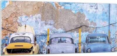 Produktbild von Bilder auf glas - Einteilig - Havanna Oldtimer Autos - 100x40cm - Glasbilder - Wandbilder - Bilder - zum Aufhängen bereit - Wanddekoration aus Glas - Glas Bilder - Wandbild auf Glas - GAB100x40-4376