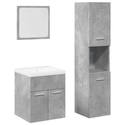 Produktbild von 4-tlg. Badmöbel-Set Betongrau Holzwerkstoff