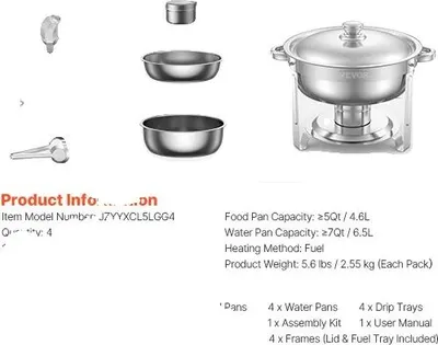 Immagine prodotto di Chafing Dish, acciaio inossidabile, capacità 5QT, argento