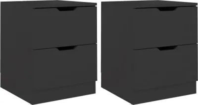 Image de Tables de chevet 2 pcs noir 40x40x50 cm bois d’ingénierie