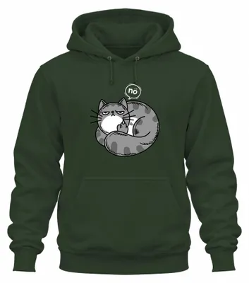 Produktbild von genervte katze mittelfinger nö lustig geschenk Hoodie Kapuzenpullover, Flaschengrün, L