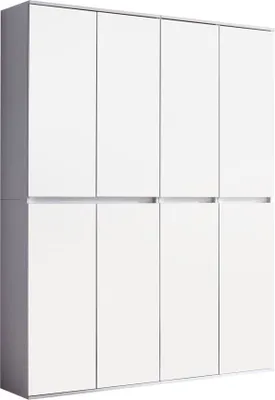 Produktbild von Minor Kleiderschrank 8 Türen, weiss, Spiegel.