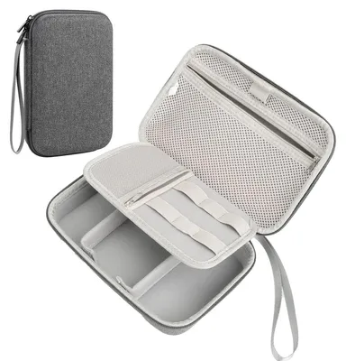 Immagine prodotto di Organizer per cavi - Borsa per cavi da viaggio - Grigio - 22 x 14 x 6,5 cm - Per zaino, borsa e valigia