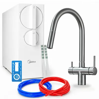 Obrázok produktu pre Systém na filtráciu vody Ari Slender, reverzná osmóza, 800 GPD, dvojpáčková batéria, keramická kartuša, otočný výstup, perlátor, mosadz, antracitová farba