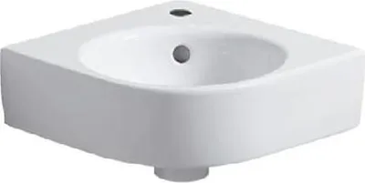 Produktbild von Geberit Selnova Compact - Eckhandwaschbecken 450x395 mm, mit 1 Hahnloch, Weiß 501.519.00.7