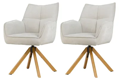 Produktbild von Armlehnstuhl >Marilla< (2er-Set) drehbar, Federkern, Chenille beige - 59x86x65 (BxHxT)