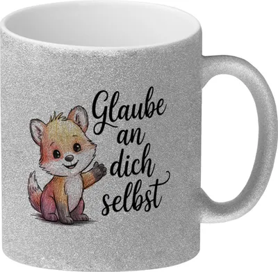 Produktbild von kleiner Fuchs Glaube an dich selbst Glitzer-Kaffeebecher